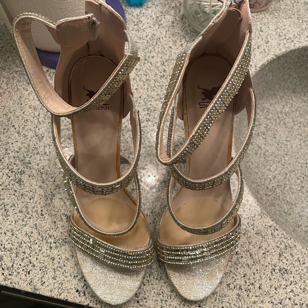 Silver Strappy Heels